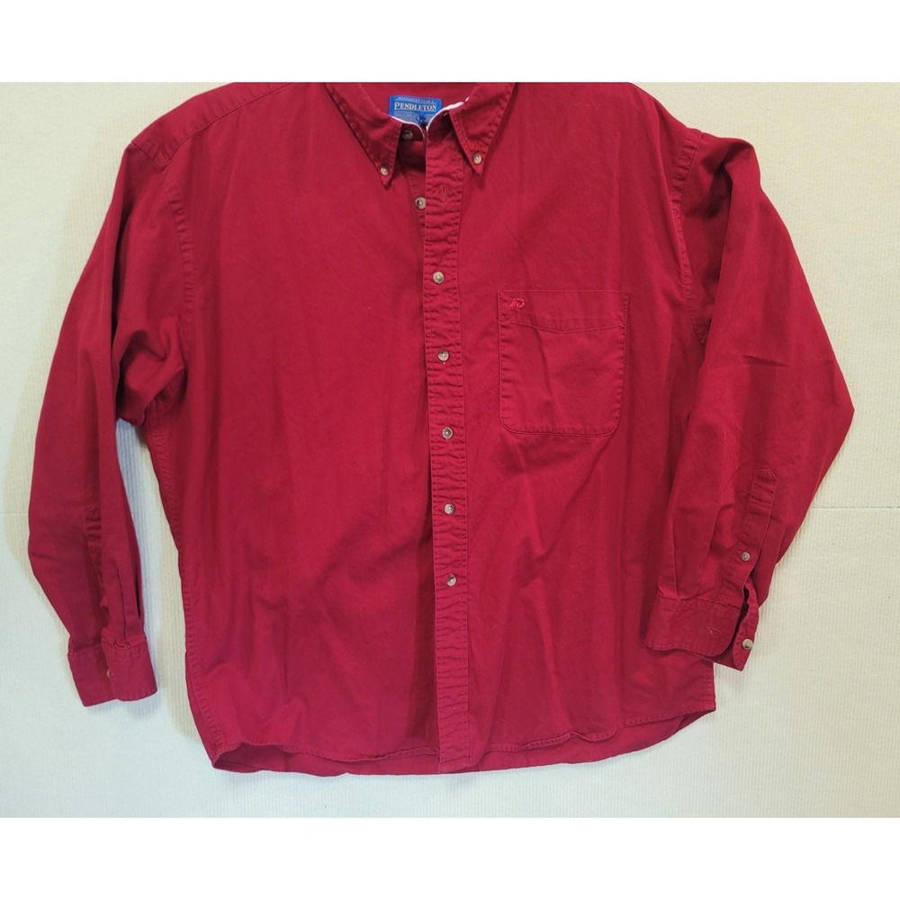Pendleton Classic Red button down shirt chambray collar band XL